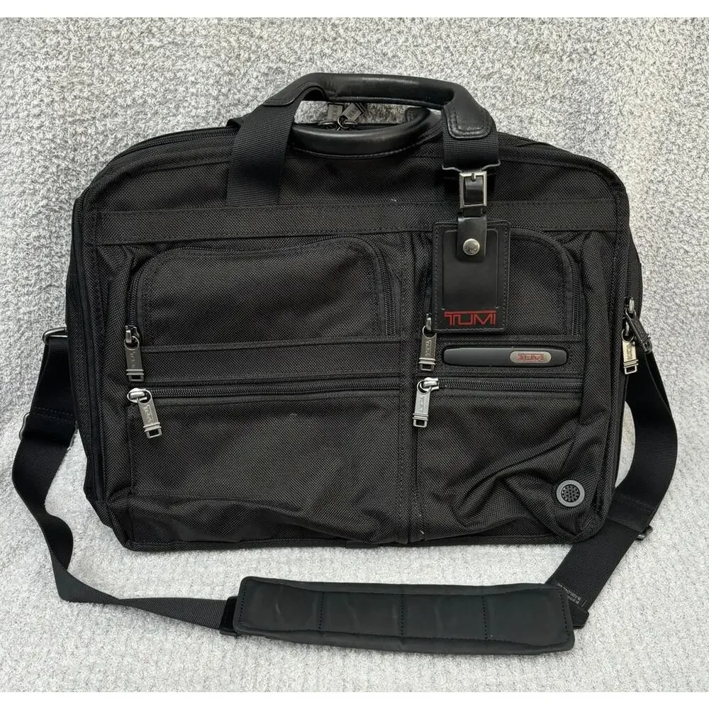 Tumi T-Pass Black Ballistic Nylon Expandable Laptop Case Briefcase #70269
